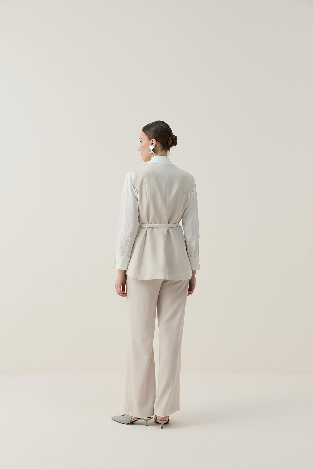 ASİMETRİK YELEK TAKIM BEJ - 5