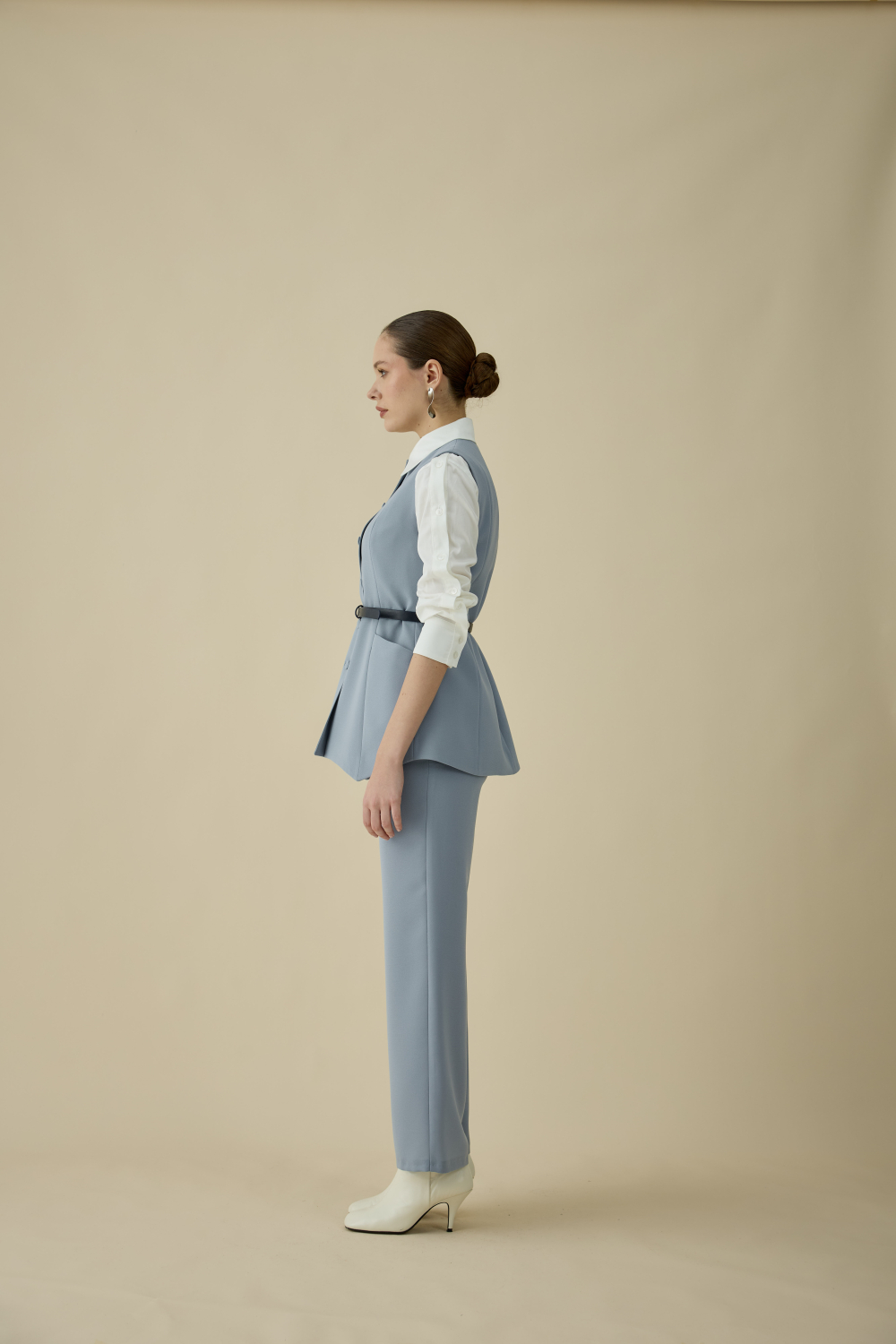 ASİMETRİK YELEK TAKIM BUZ MAVİ - 6