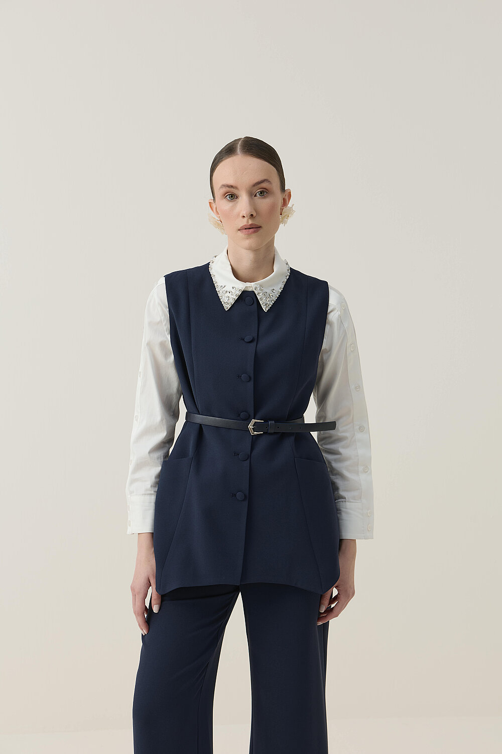 ASİMETRİK YELEK TAKIM LACİVERT - 1