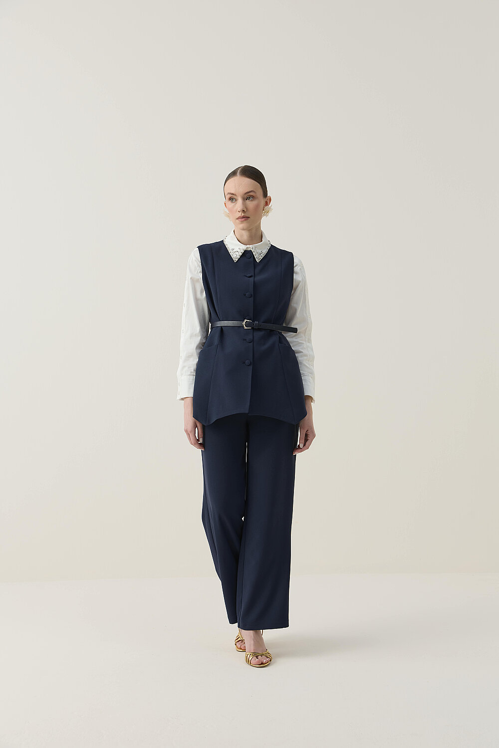 ASİMETRİK YELEK TAKIM LACİVERT - 7