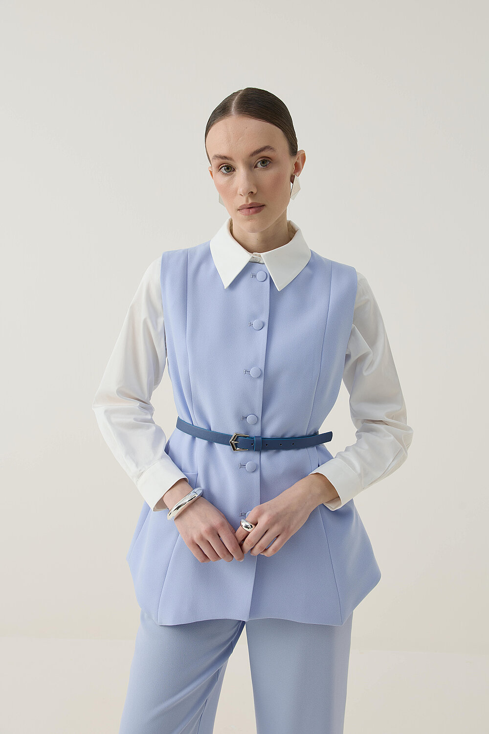 ASİMETRİK YELEK TAKIM MAVİ - 