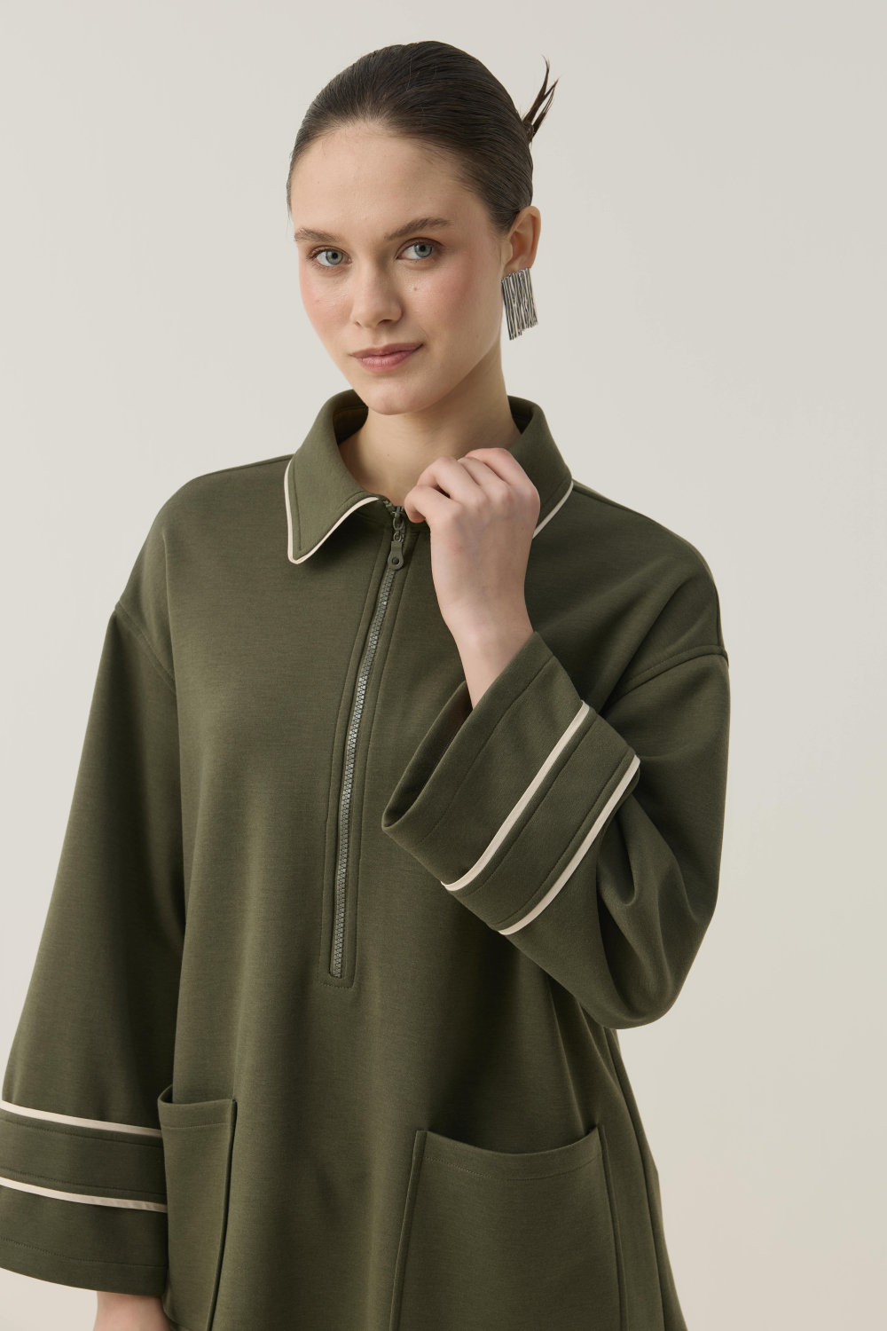 BİTKİSEL İPEK KUMAŞLI BİYE DETAYLI SCUBA TAKIM HAKİ - 4