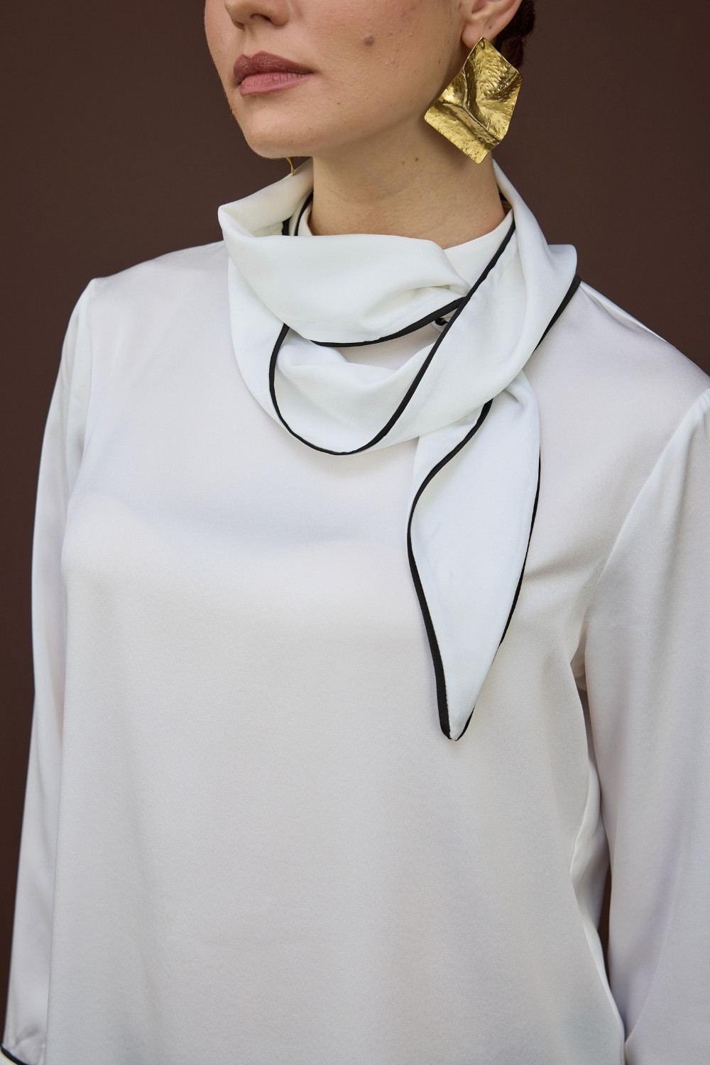 BİYELİ SATEN BLUZ EKRU - 2