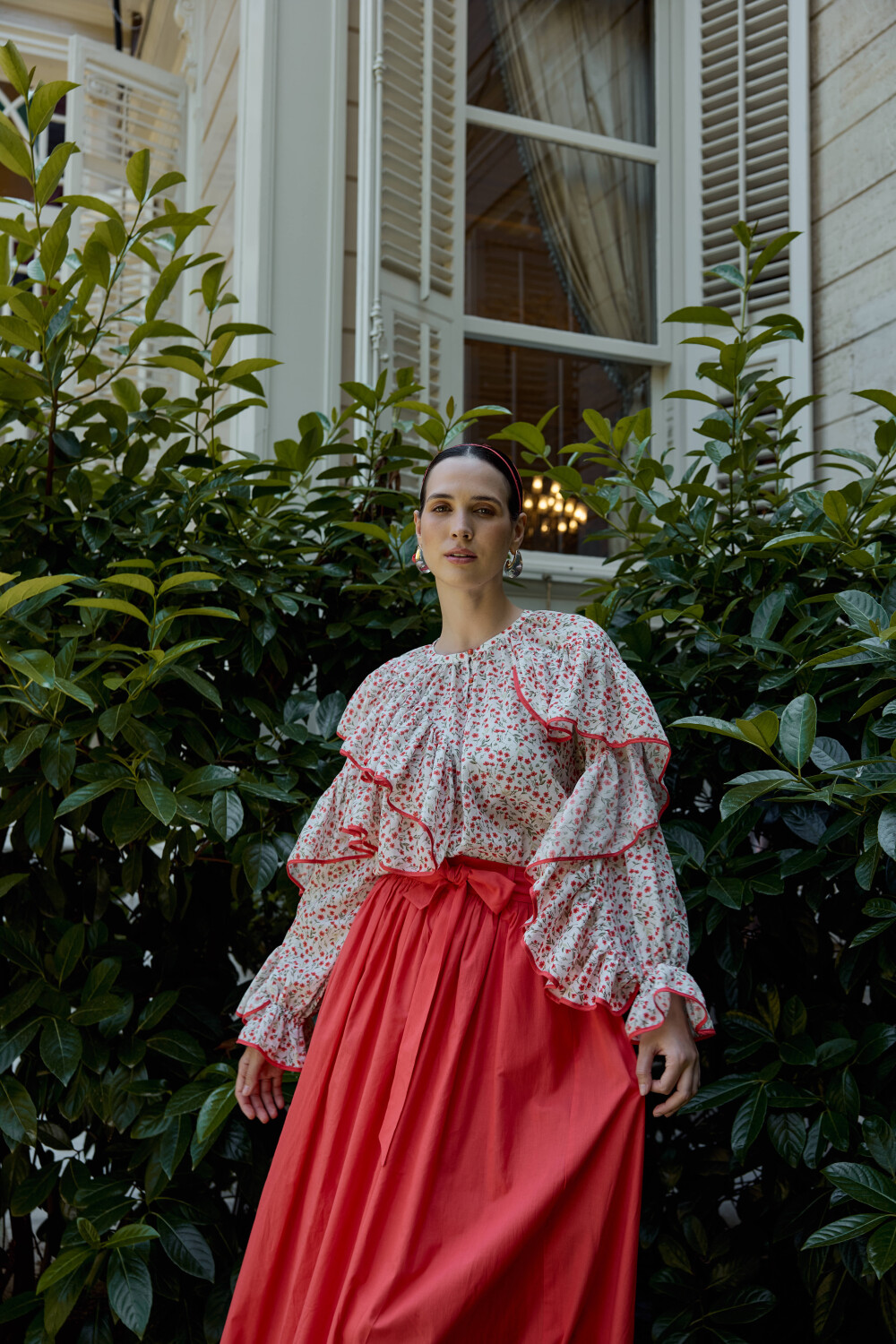 ÇİÇEK DESENLİ BLUZ MERCAN - 2