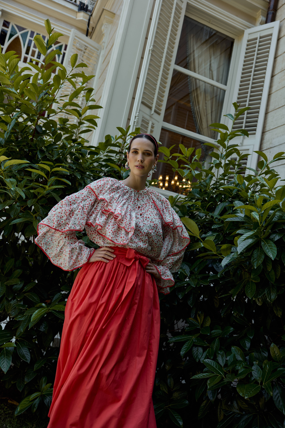 ÇİÇEK DESENLİ BLUZ MERCAN - 7