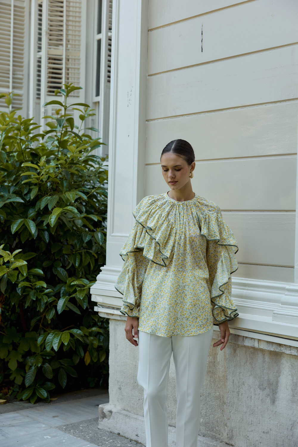 ÇİÇEK DESENLİ BLUZ SARI - 2