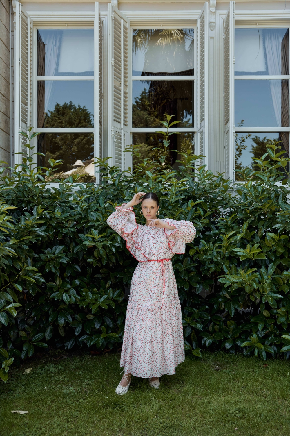 ÇİÇEK DESENLİ ELBİSE MERCAN - 4