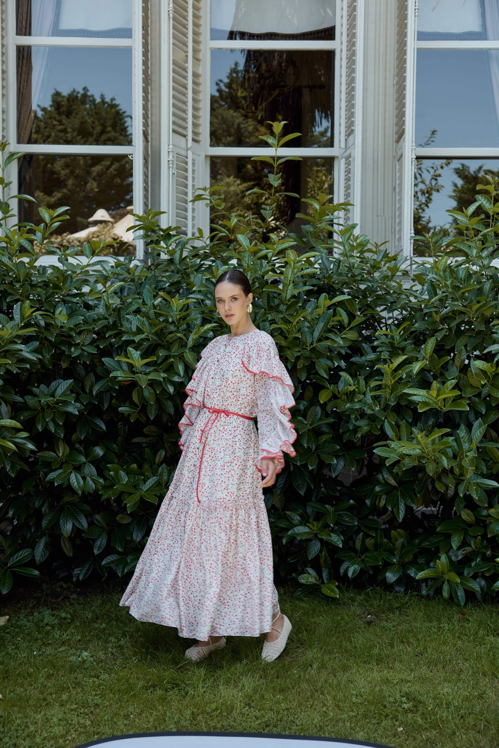 ÇİÇEK DESENLİ ELBİSE MERCAN - 5