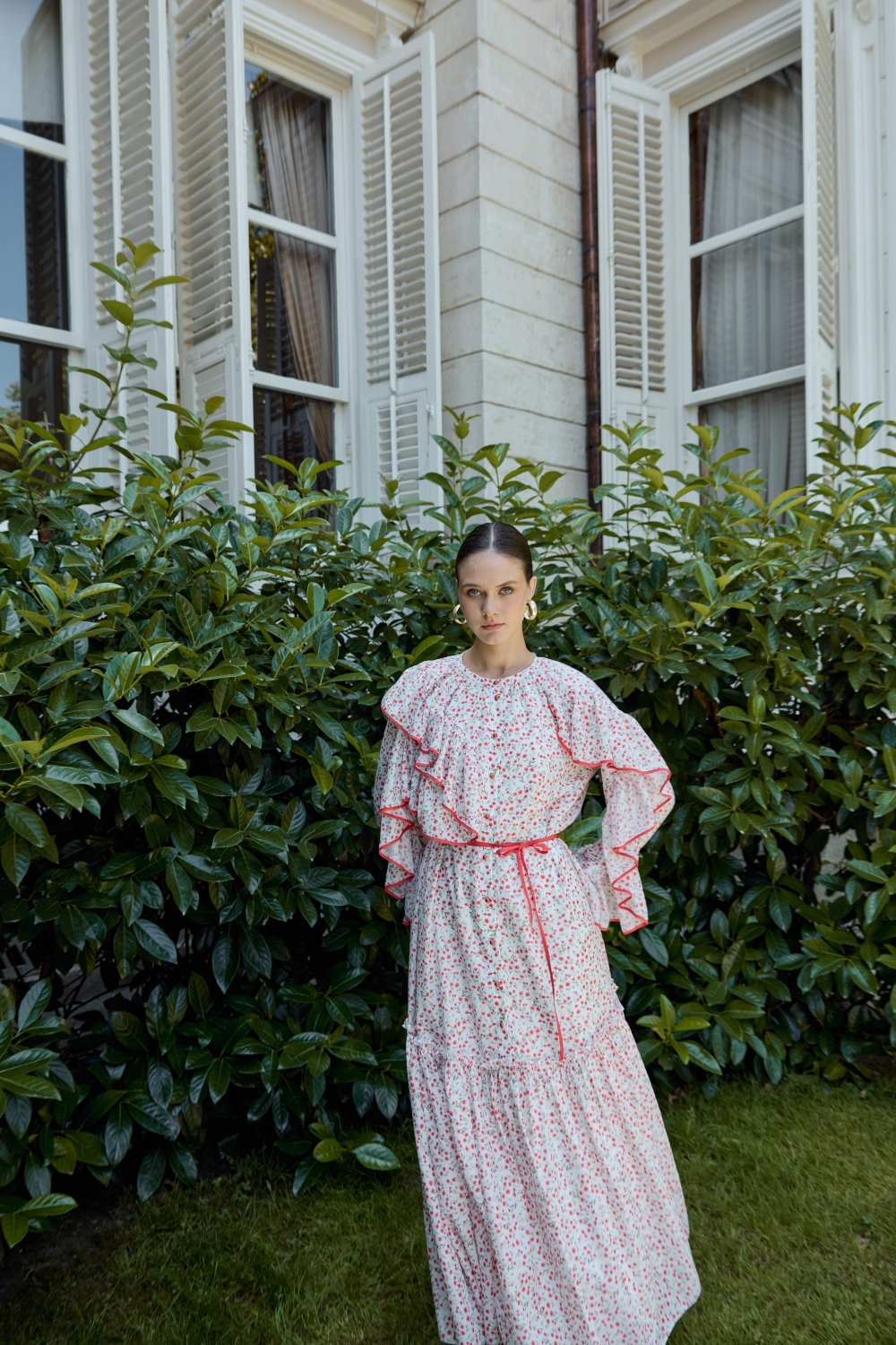 ÇİÇEK DESENLİ ELBİSE MERCAN - 3