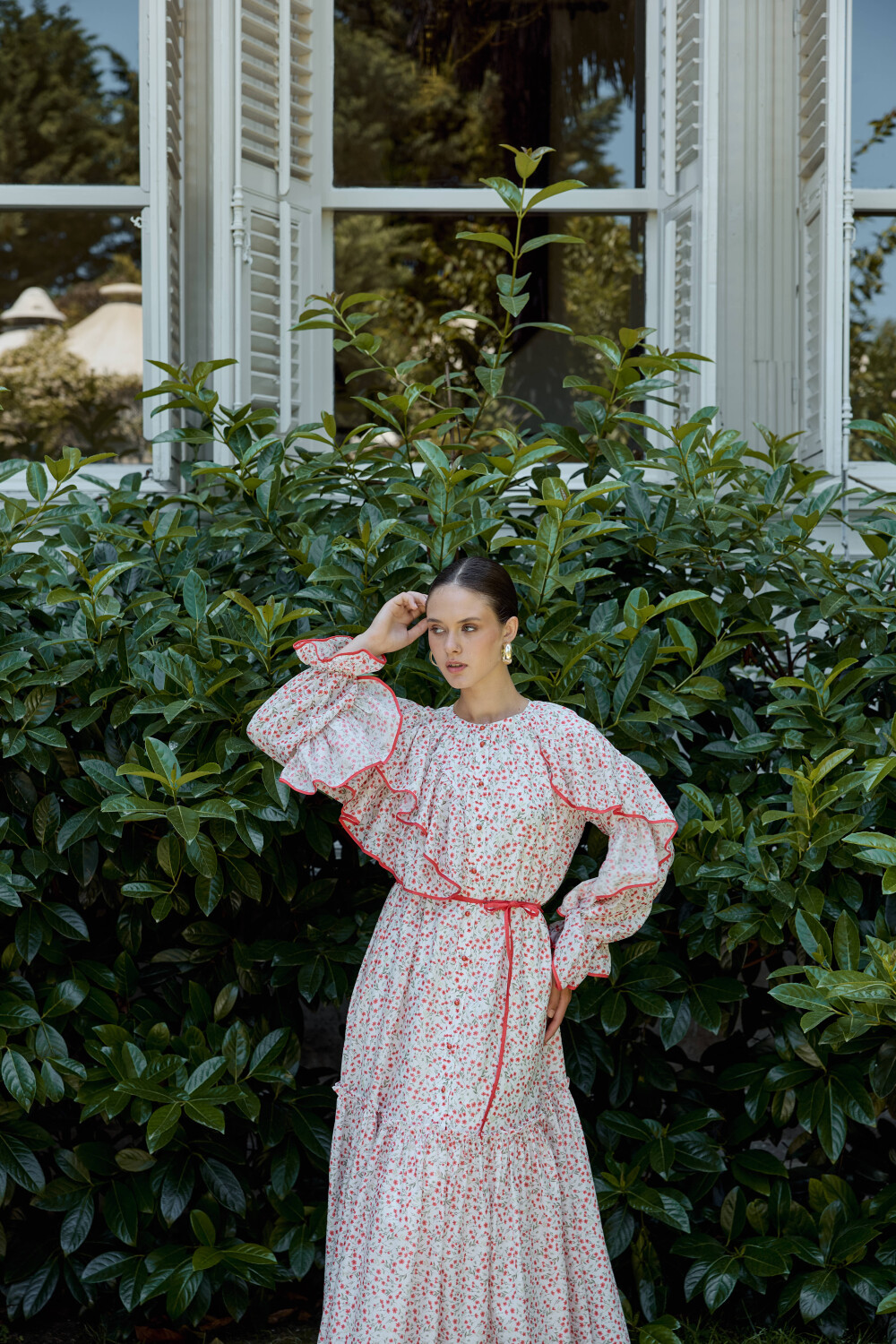 ÇİÇEK DESENLİ ELBİSE MERCAN - 7