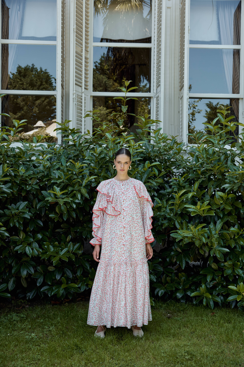 ÇİÇEK DESENLİ ELBİSE MERCAN - 9