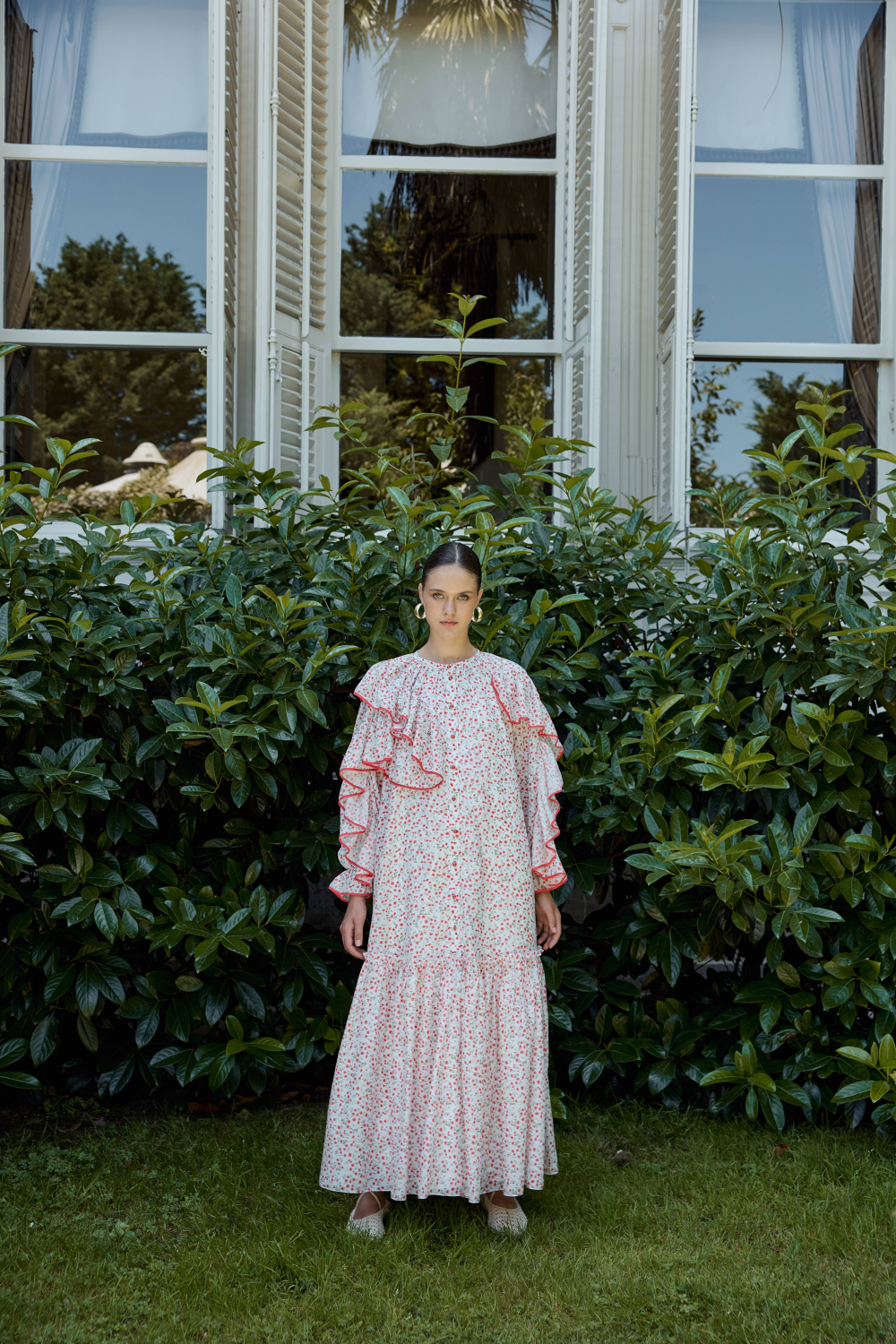 ÇİÇEK DESENLİ ELBİSE MERCAN - 9