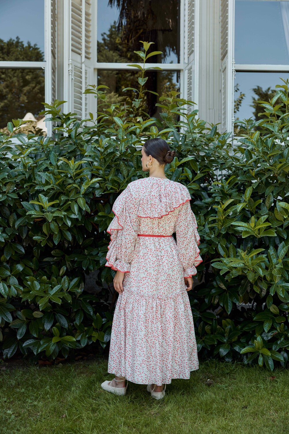 ÇİÇEK DESENLİ ELBİSE MERCAN - 8