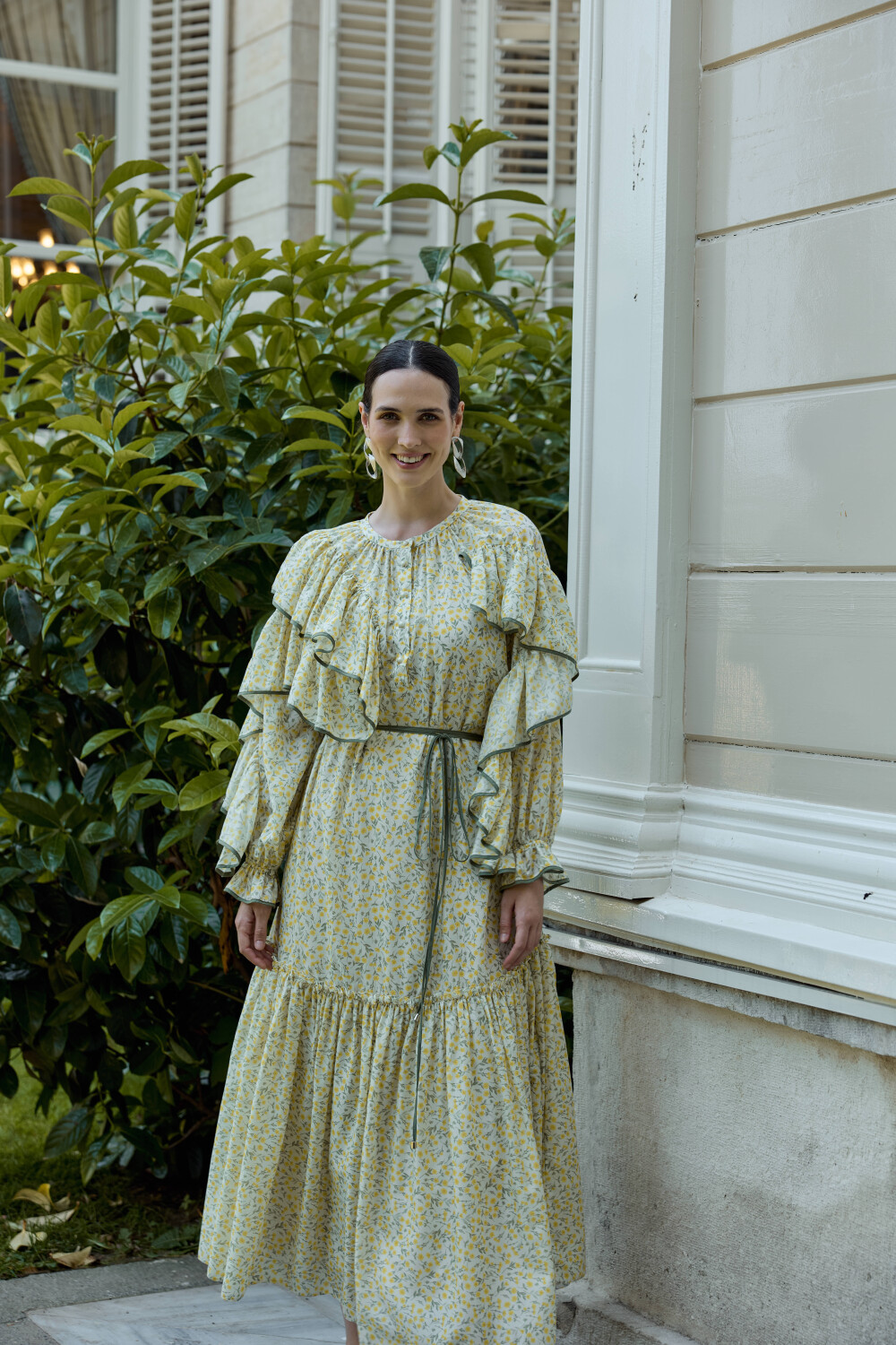 ÇİÇEK DESENLİ ELBİSE SARI - 5