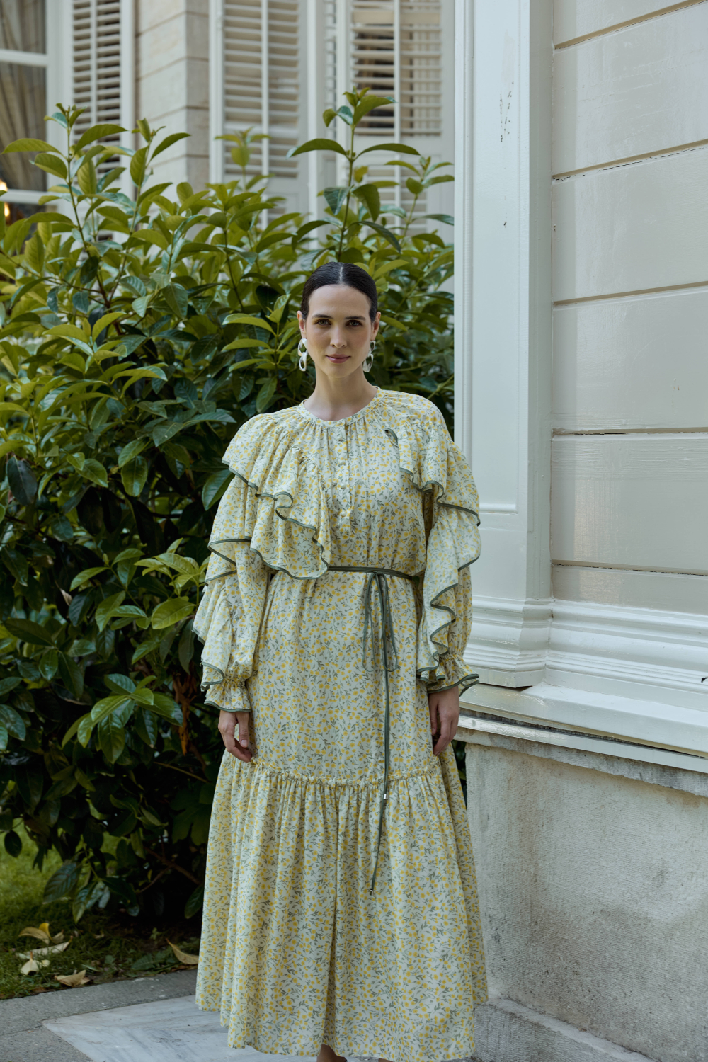 ÇİÇEK DESENLİ ELBİSE SARI - 3