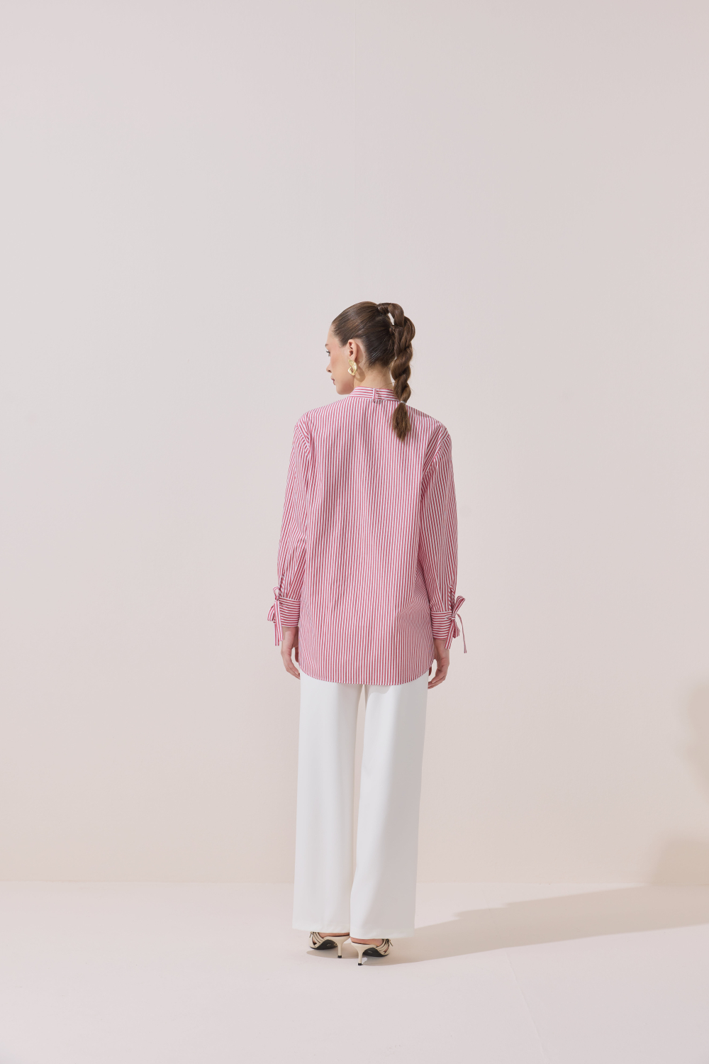 ÇİZGİLİ FULARLI GÖMLEK KIRMIZI - 10