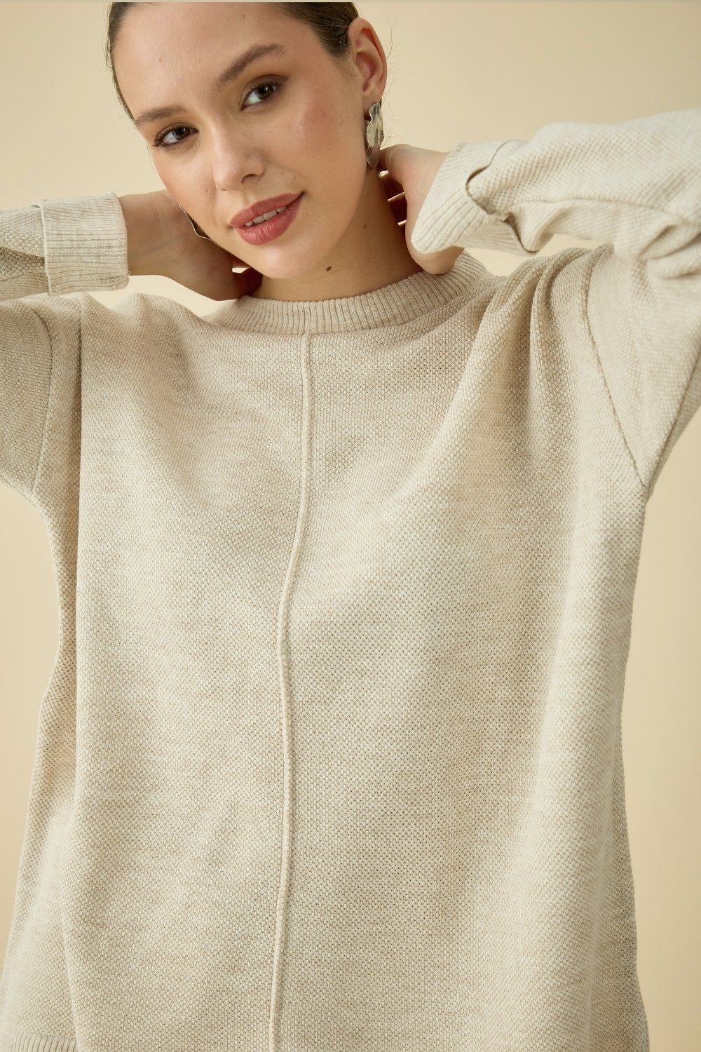 ÇİZGİLİ TRİKO TAKIM BEJ - 3