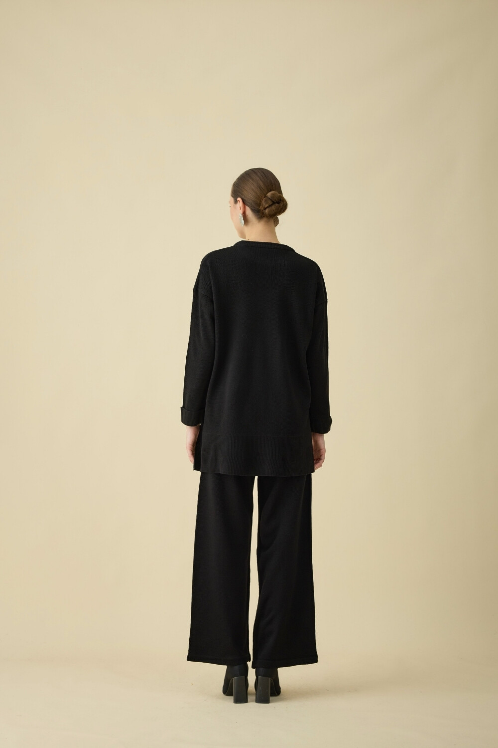 ÇİZGİLİ TRİKO TAKIM SİYAH - 3