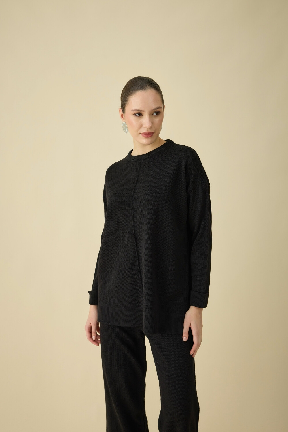 ÇİZGİLİ TRİKO TAKIM SİYAH - 6