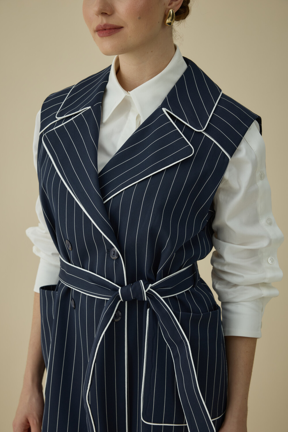 ÇİZGİLİ YELEK TAKIM LACİVERT - 10
