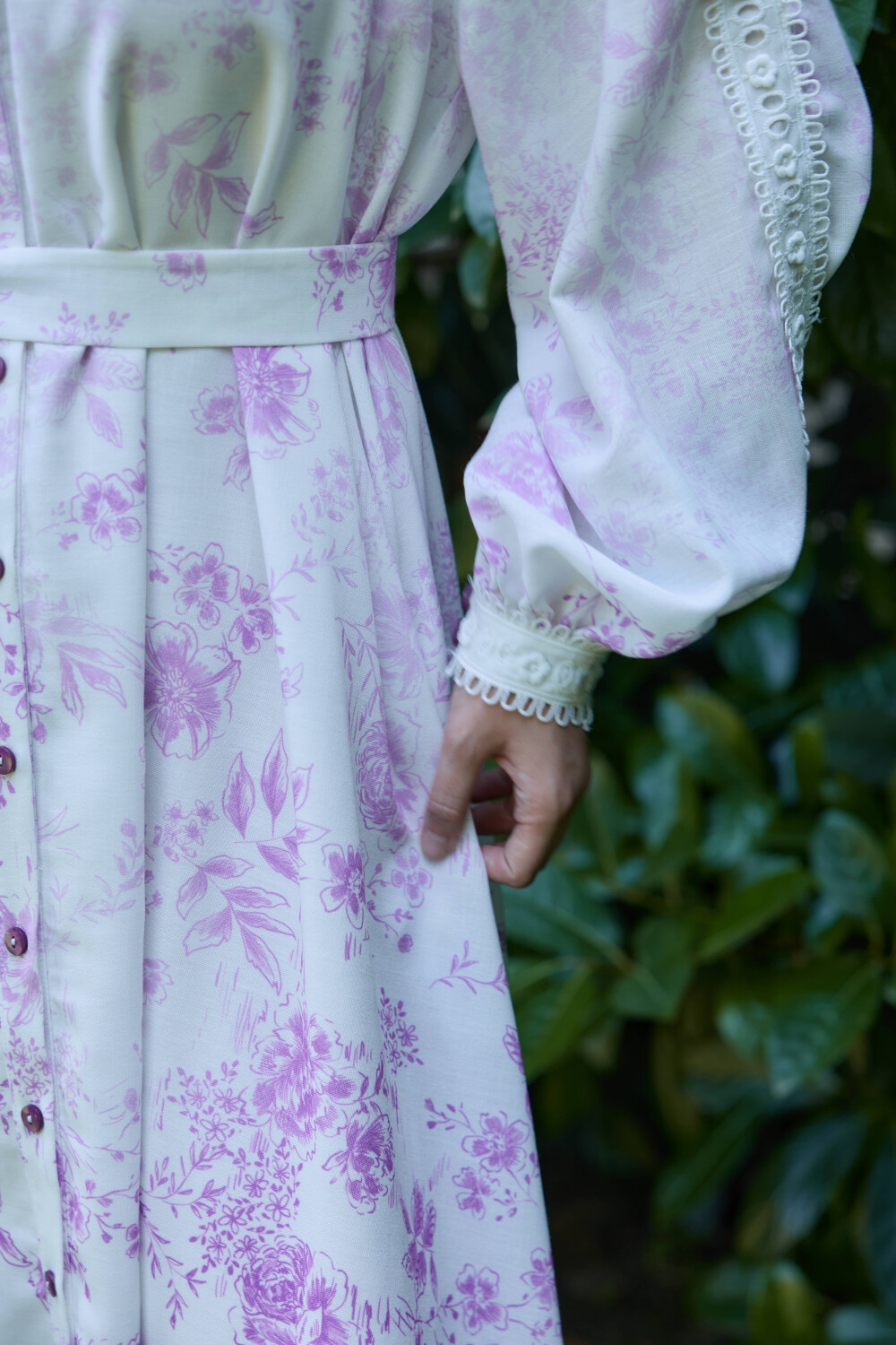 DEGRADE DESENLİ KETEN ELBİSE LİLA - 5