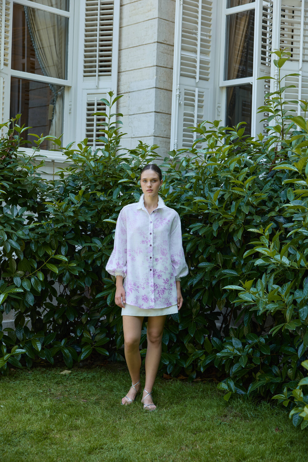 DEGRADE DESENLİ KETEN TUNİK LİLA - 2