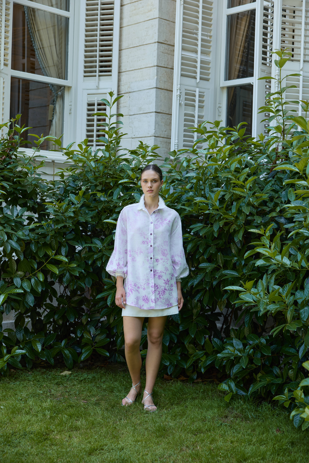 DEGRADE DESENLİ KETEN TUNİK LİLA - 2