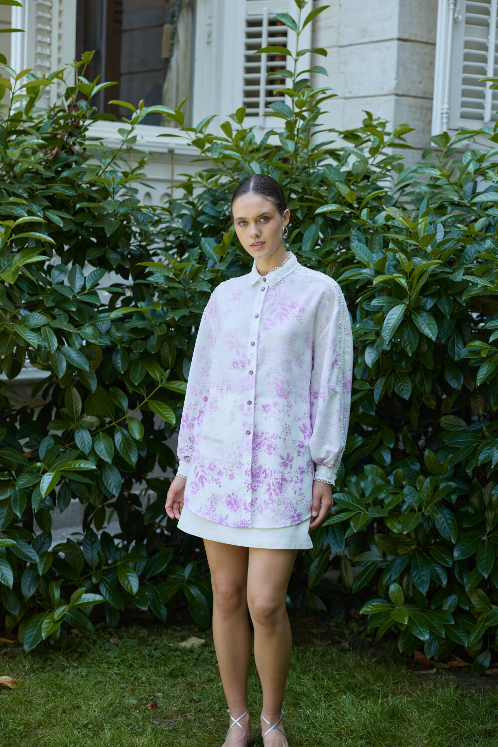 DEGRADE DESENLİ KETEN TUNİK LİLA - 