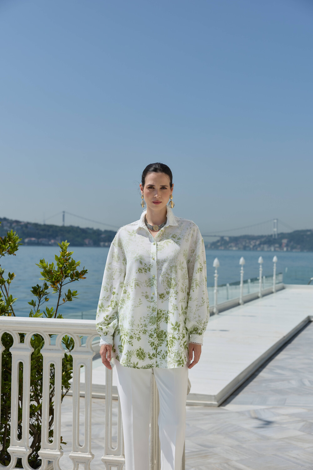 DEGRADE DESENLİ KETEN TUNİK YEŞİL - 6