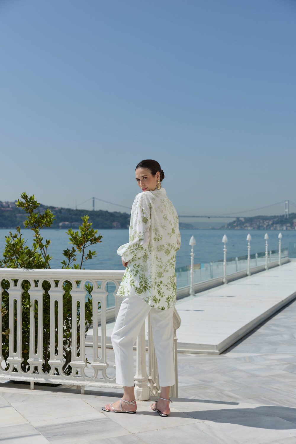 DEGRADE DESENLİ KETEN TUNİK YEŞİL - 7