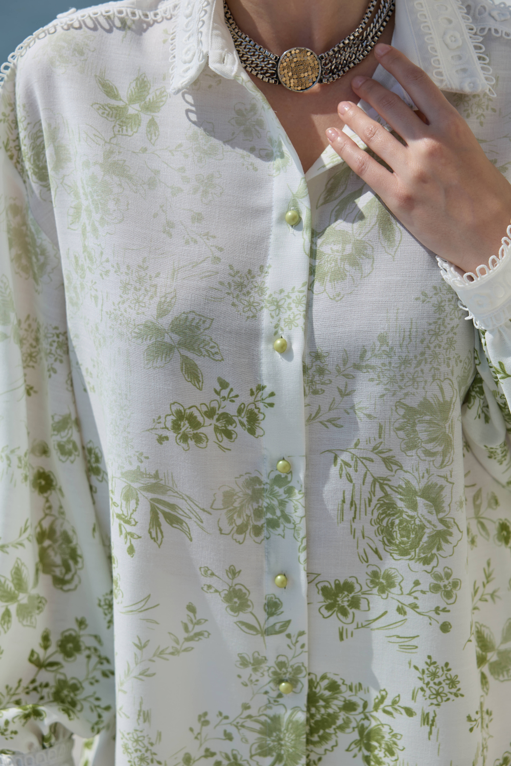 DEGRADE DESENLİ KETEN TUNİK YEŞİL - 9