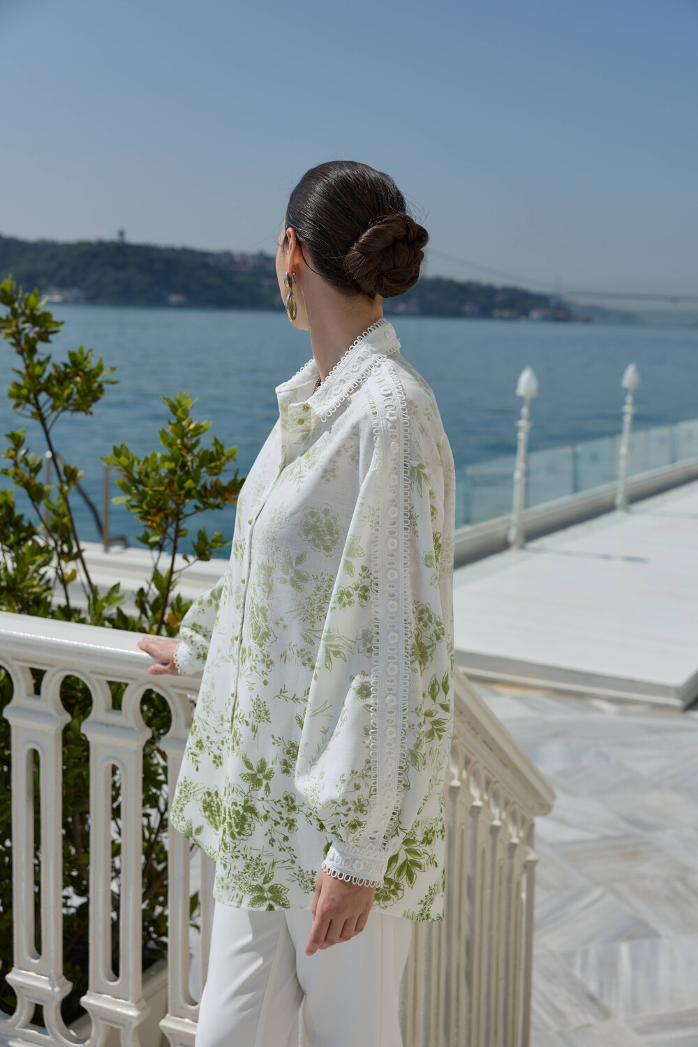 DEGRADE DESENLİ KETEN TUNİK YEŞİL - 10