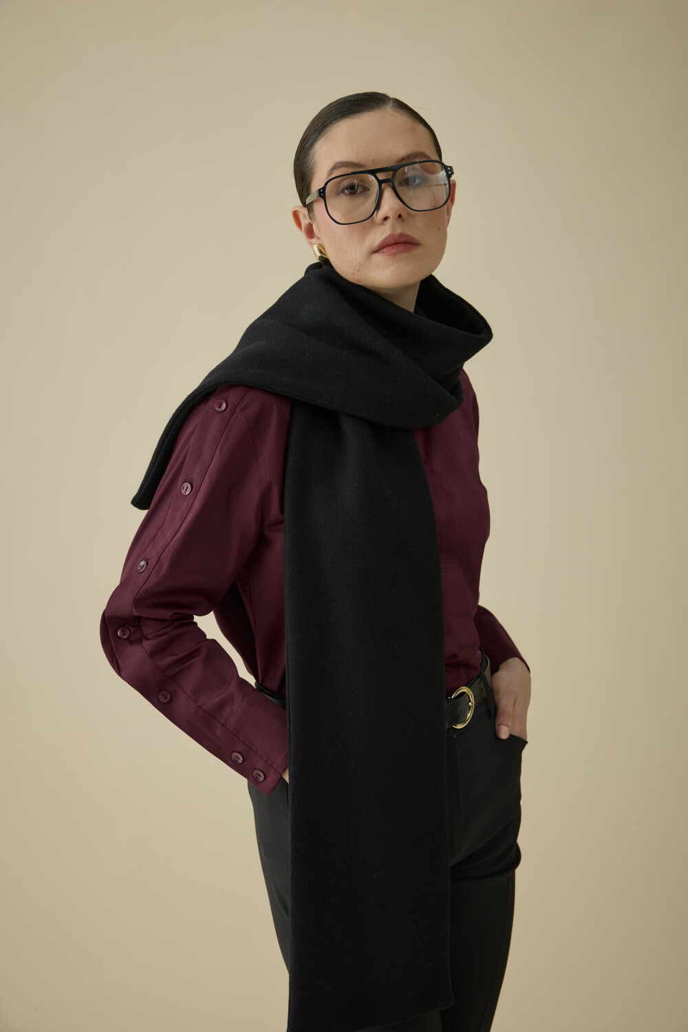 DÜĞME DETAYLI GÖMLEK BORDO - 7