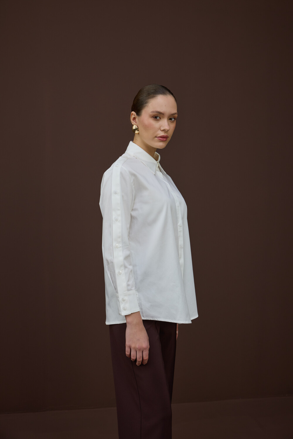 DÜĞME DETAYLI GÖMLEK EKRU - 6