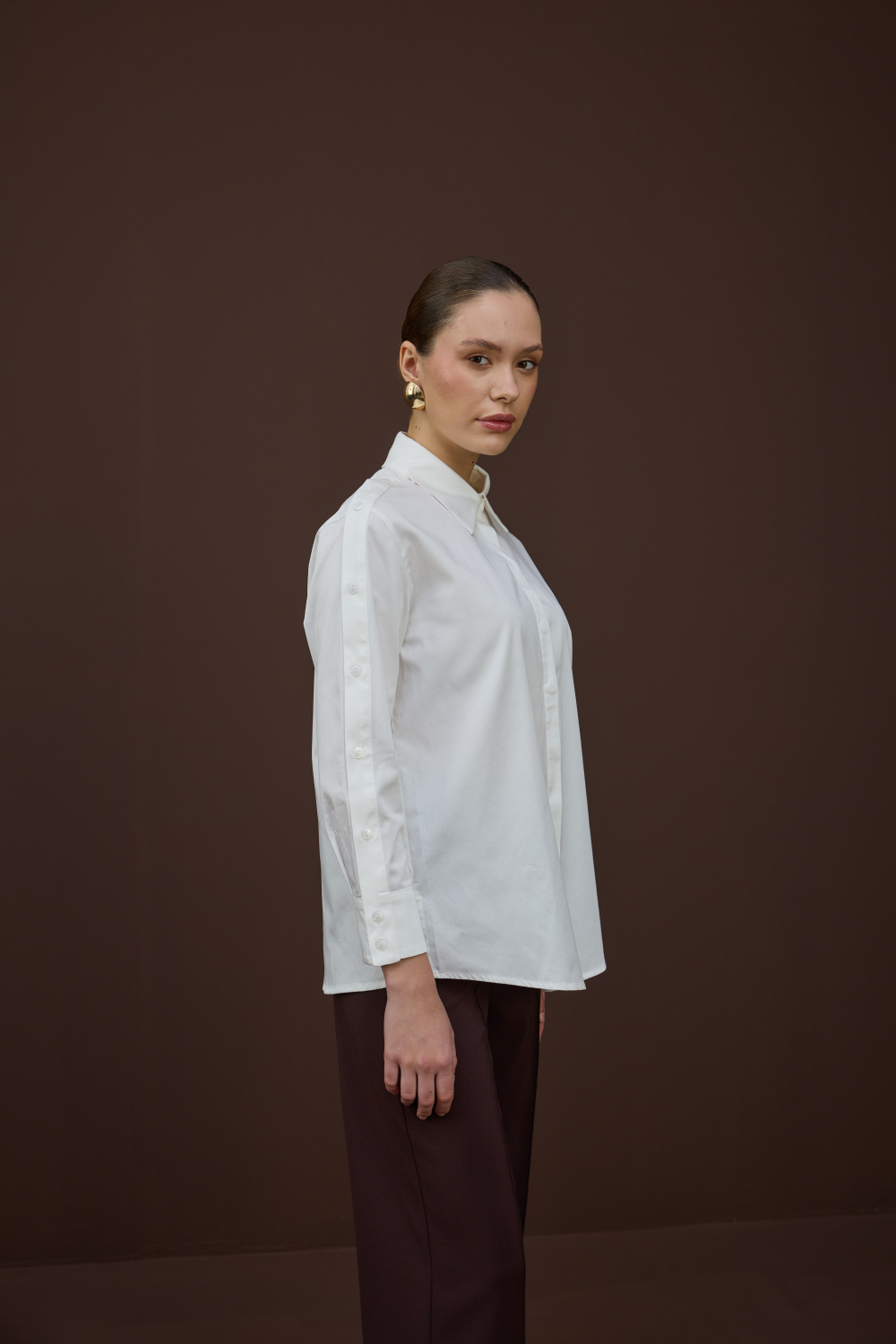 DÜĞME DETAYLI GÖMLEK EKRU - 6