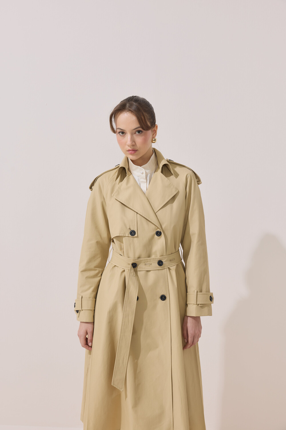 DÜĞME DETAYLI PREMİUM TRENÇKOT CAMEL - 4