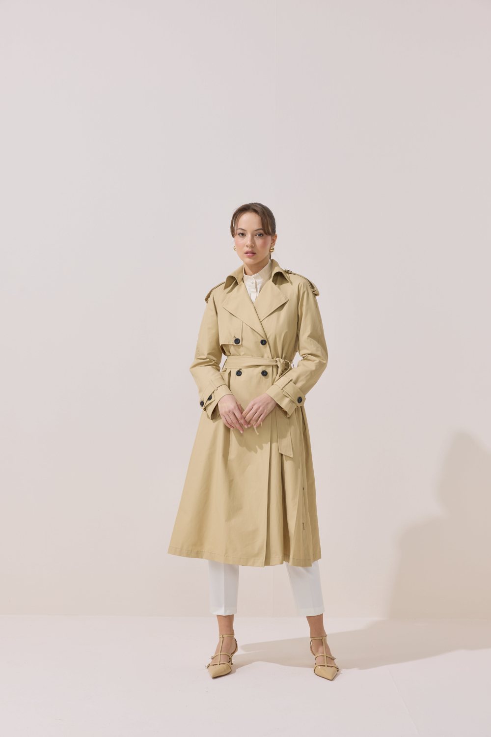 DÜĞME DETAYLI PREMİUM TRENÇKOT CAMEL - 6