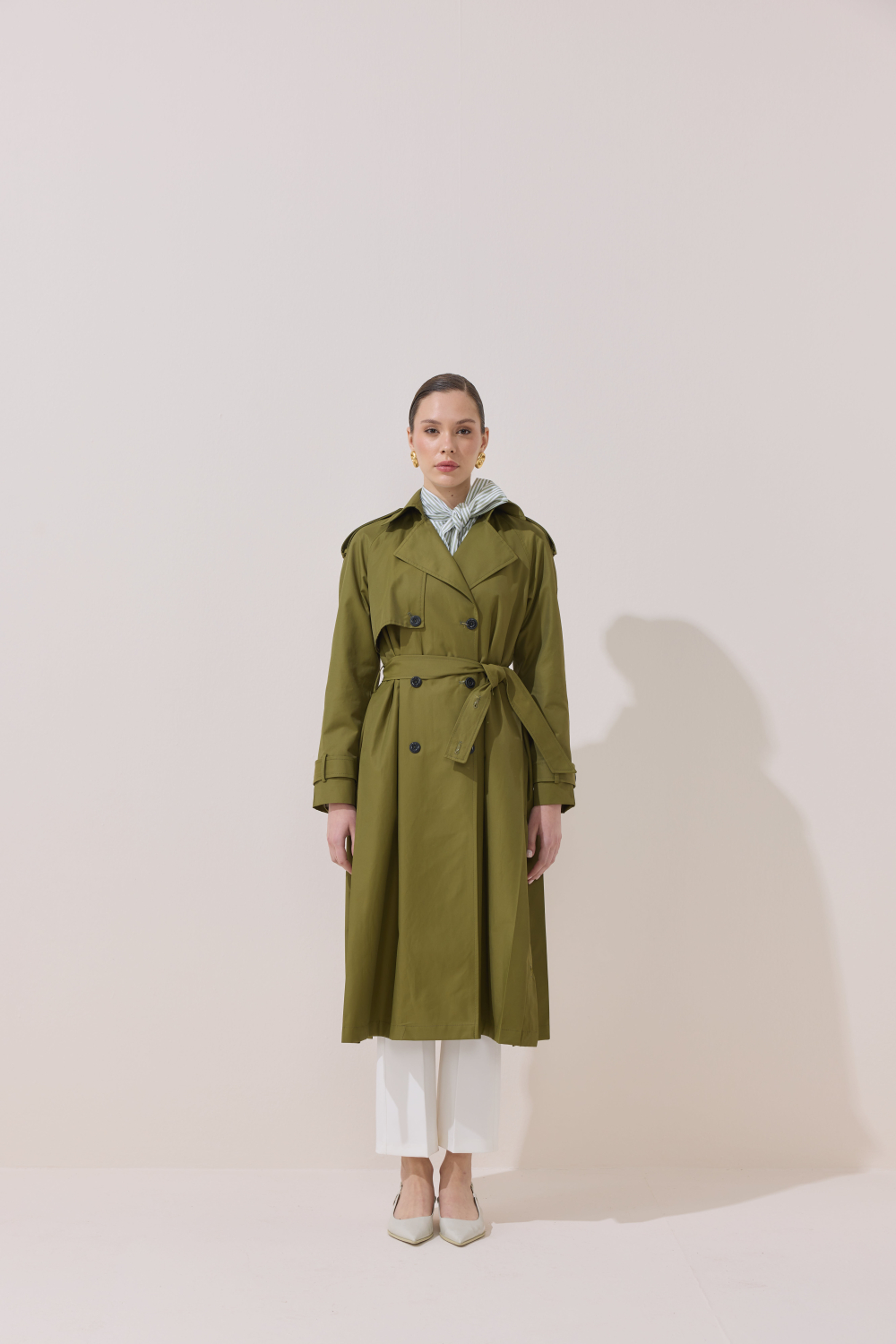 DÜĞME DETAYLI PREMİUM TRENÇKOT HAKİ - 3