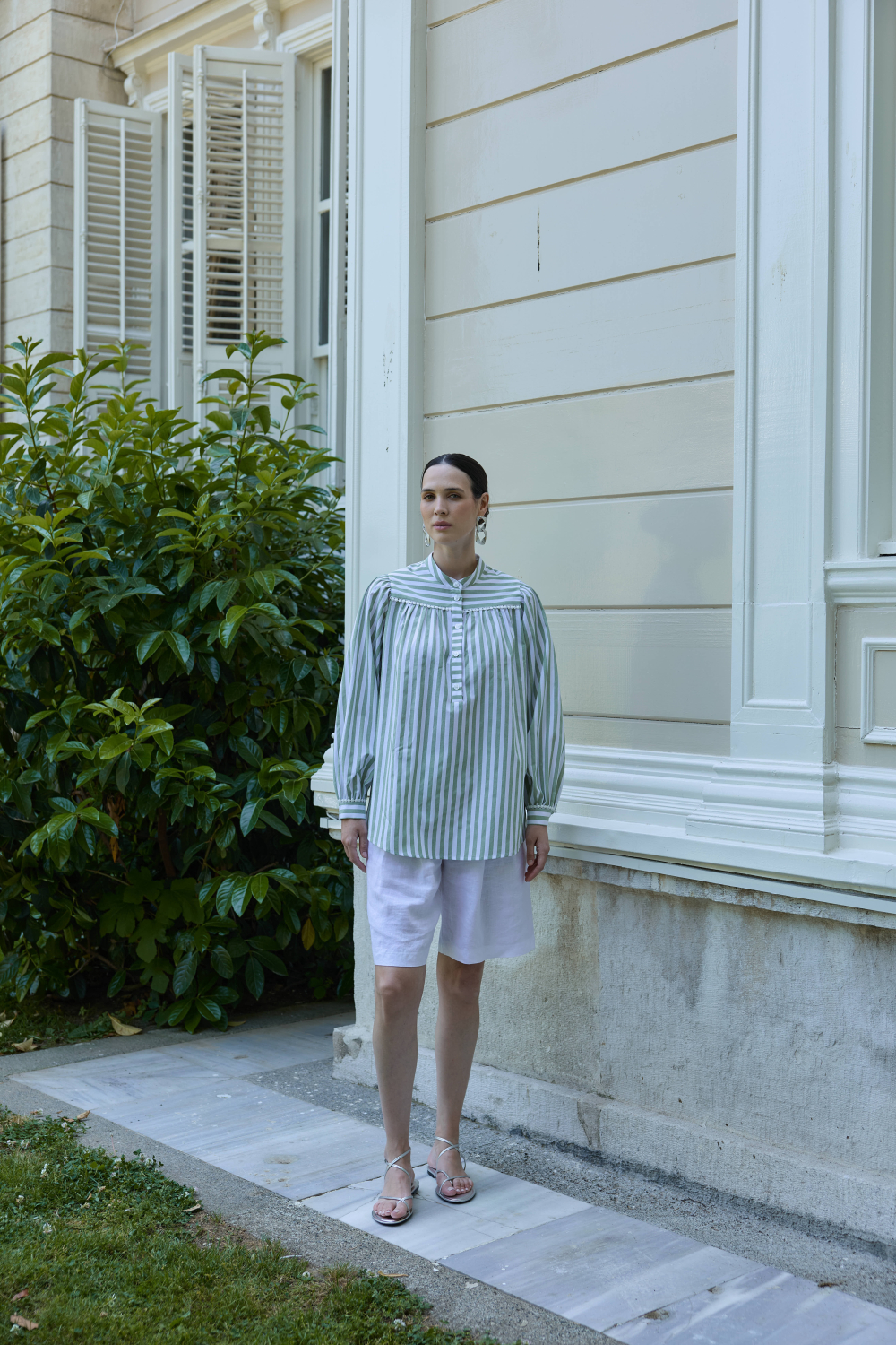 FİSTOLU ÇİZGİLİ GÖMLEK HAKİ - 4