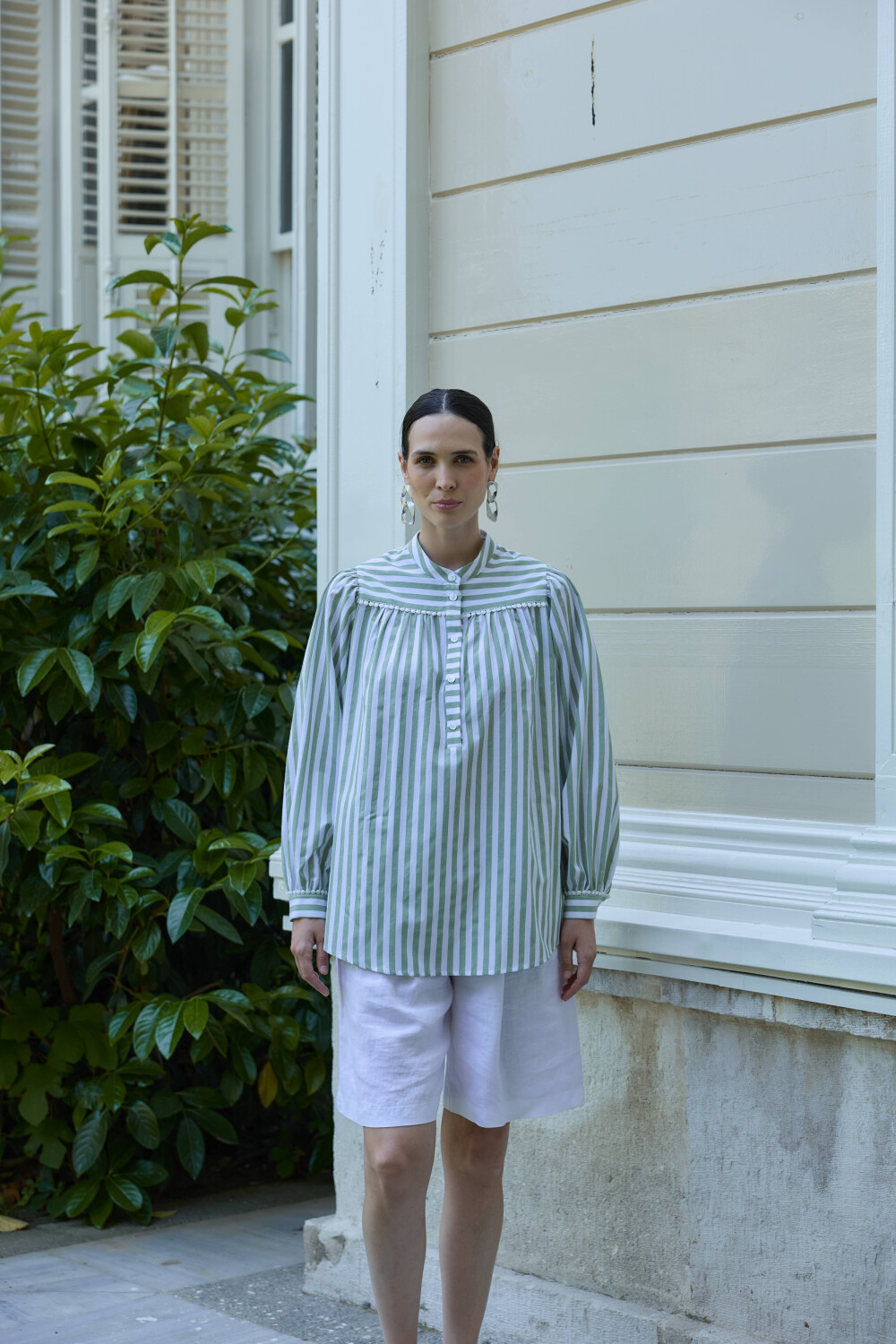 FİSTOLU ÇİZGİLİ GÖMLEK HAKİ - 5