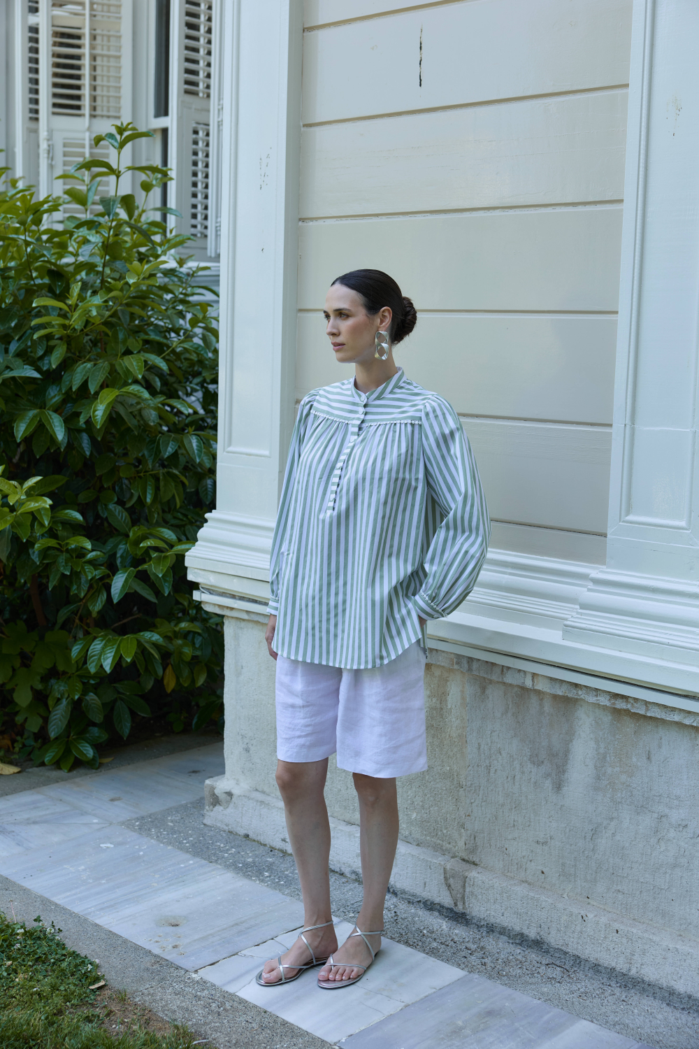 FİSTOLU ÇİZGİLİ GÖMLEK HAKİ - 8