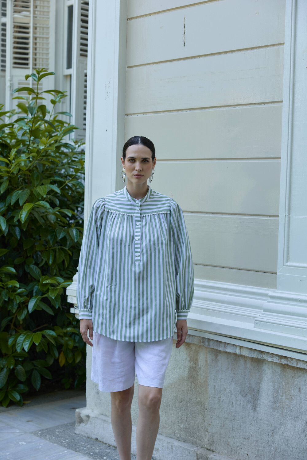 FİSTOLU ÇİZGİLİ GÖMLEK HAKİ - 3