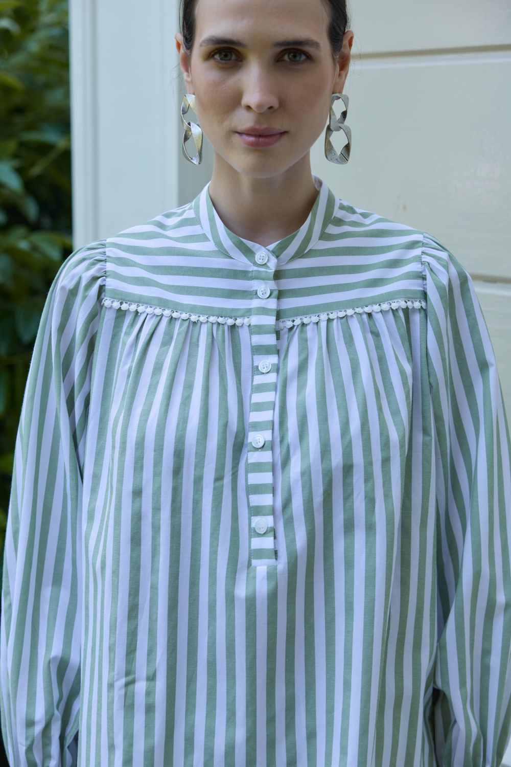 FİSTOLU ÇİZGİLİ GÖMLEK HAKİ - 2