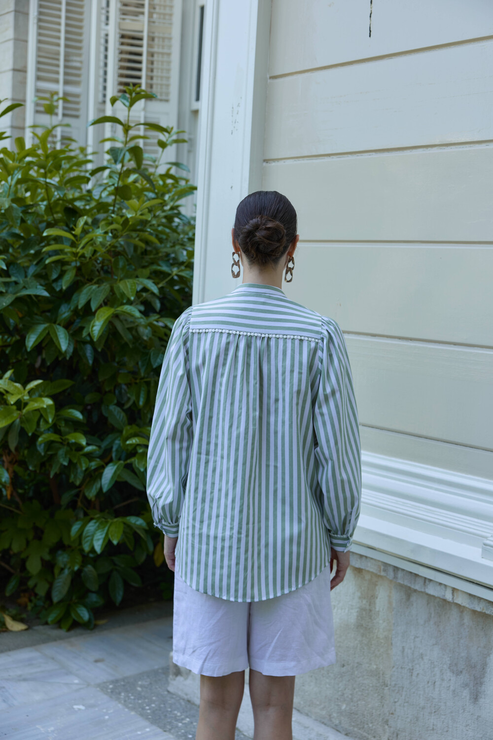 FİSTOLU ÇİZGİLİ GÖMLEK HAKİ - 10