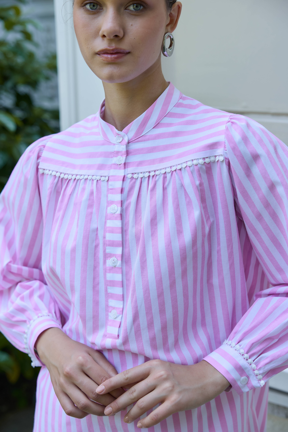 FİSTOLU ÇİZGİLİ GÖMLEK PEMBE - 3