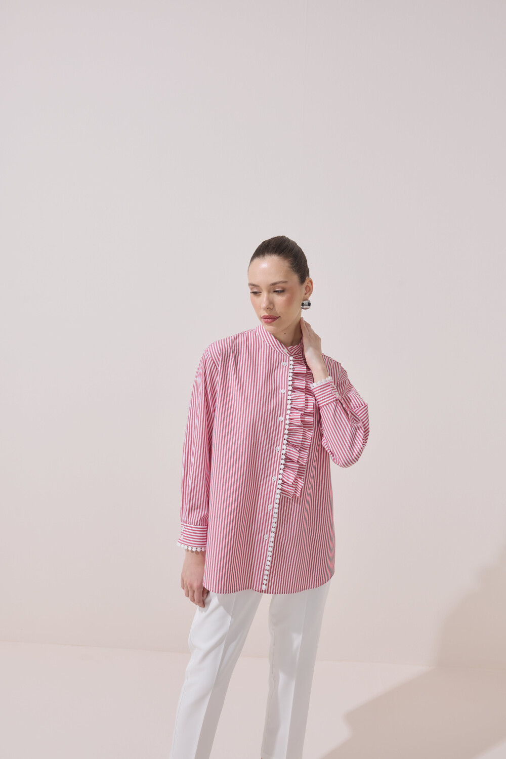 FİSTOLU ÇİZGİLİ TUNİK KIRMIZI - 5