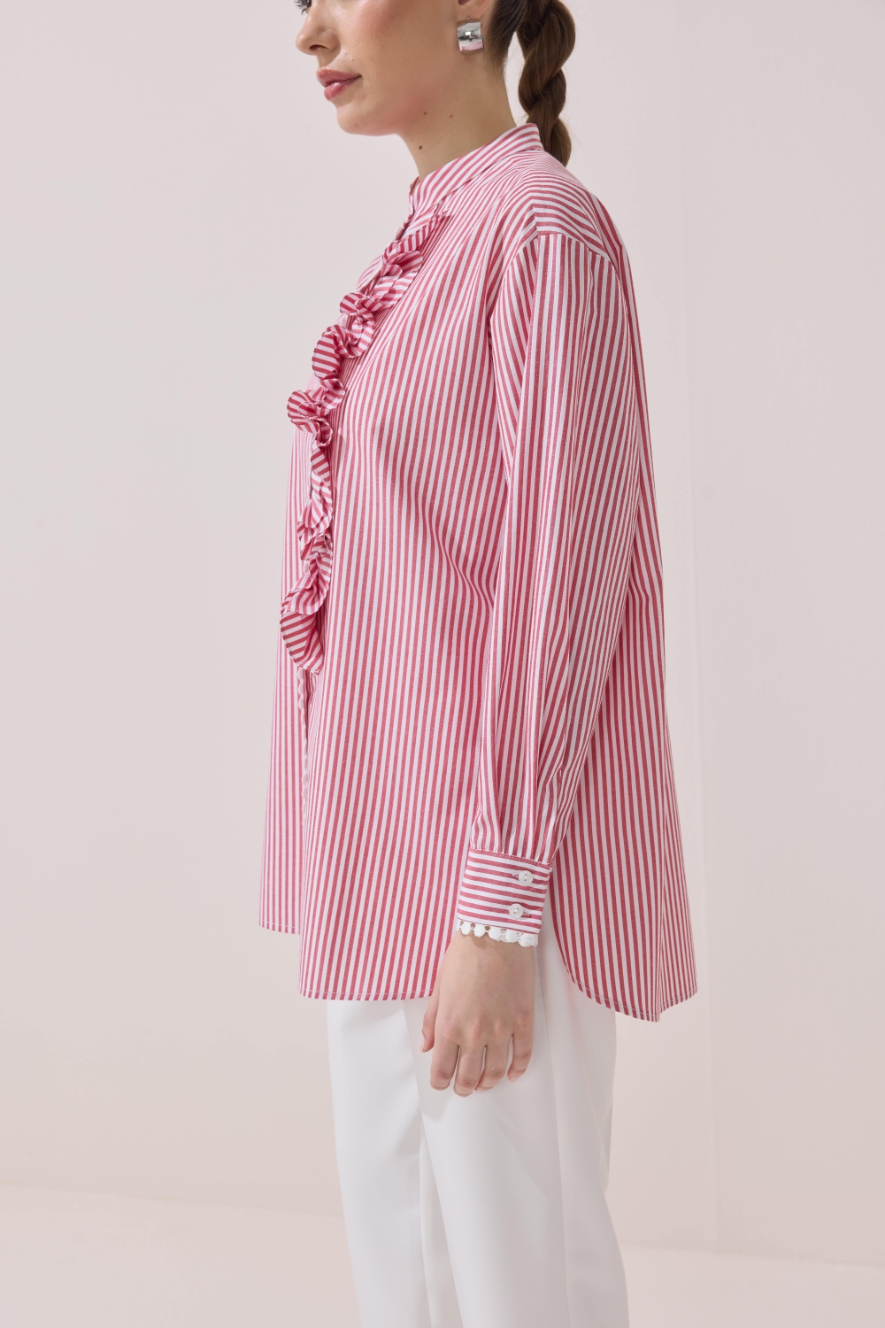 FİSTOLU ÇİZGİLİ TUNİK KIRMIZI - 3