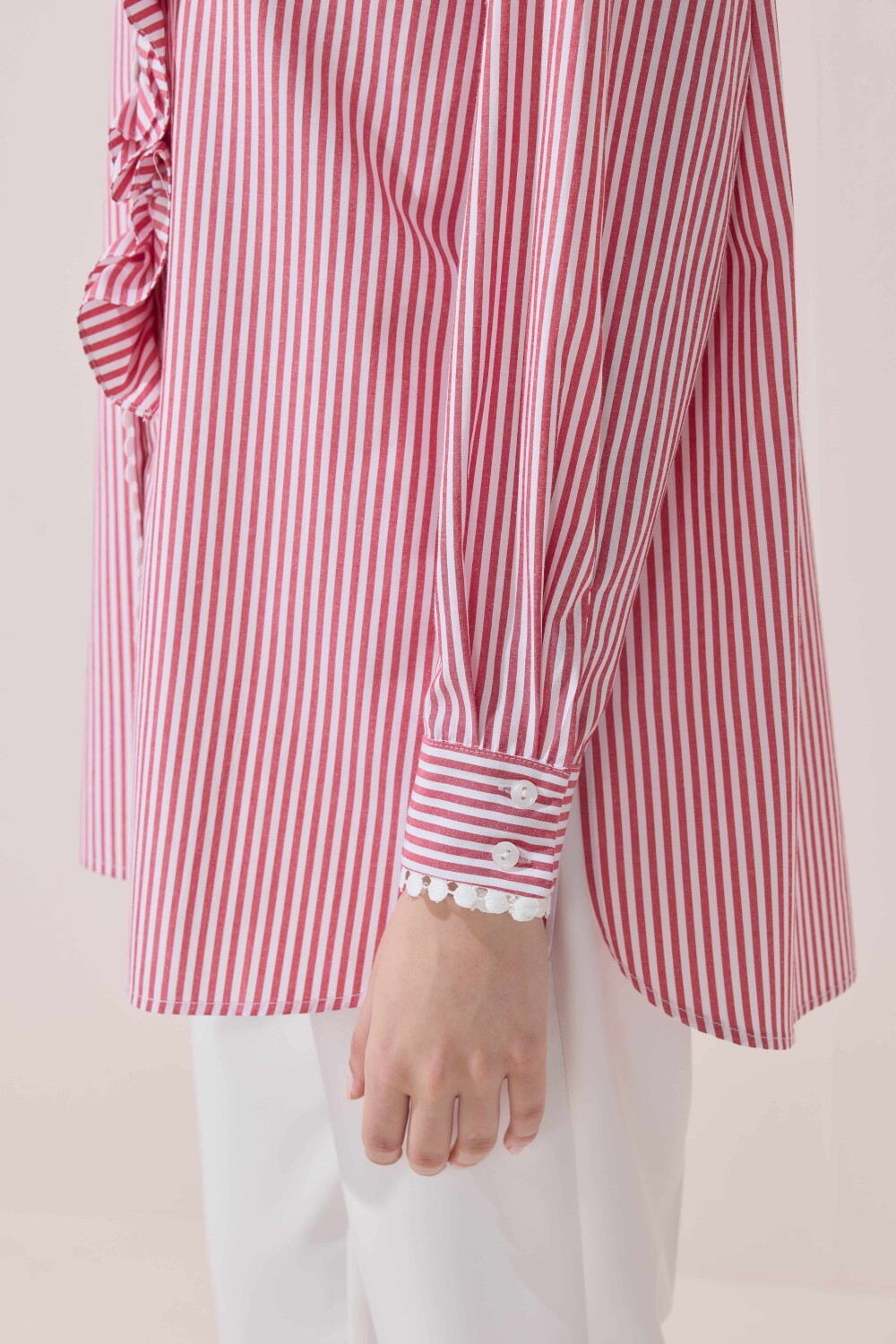 FİSTOLU ÇİZGİLİ TUNİK KIRMIZI - 6