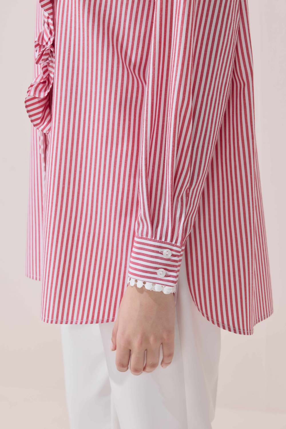 FİSTOLU ÇİZGİLİ TUNİK KIRMIZI - 6