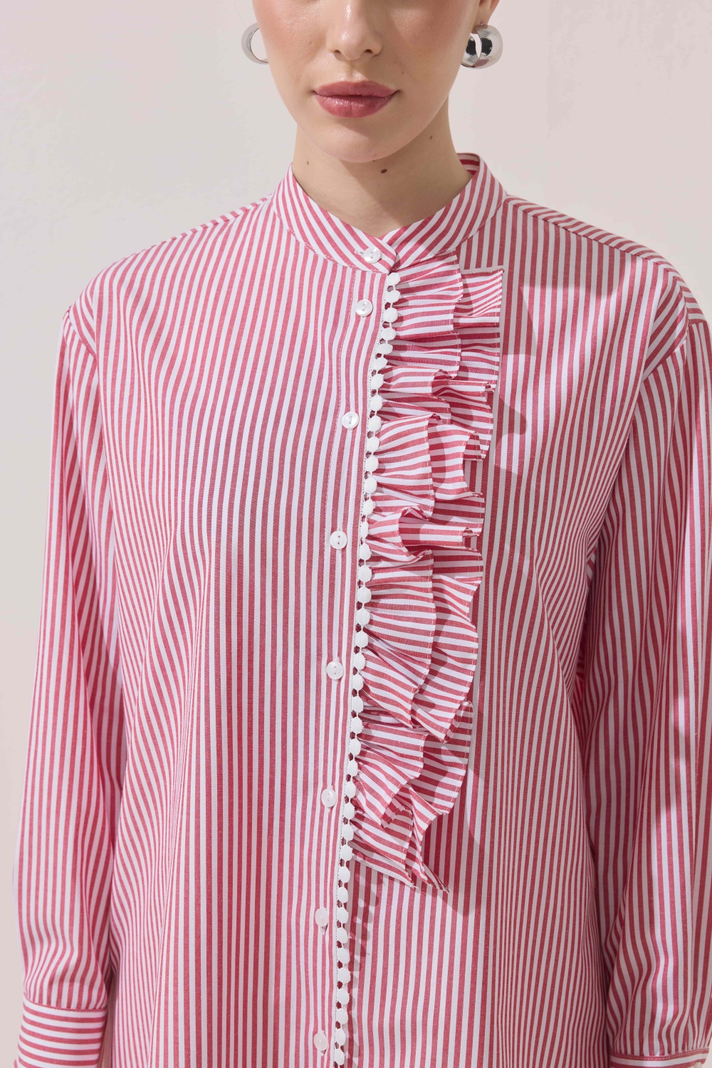 FİSTOLU ÇİZGİLİ TUNİK KIRMIZI - 7